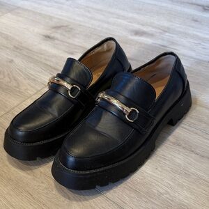 Mudd Black Loafers with Gold Accent